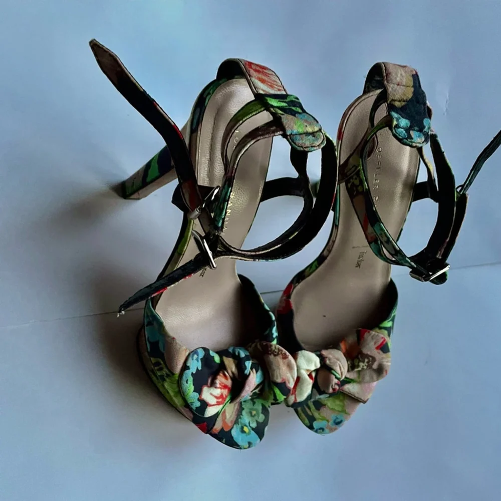 Loeffler Randall Tucker Floral Platform Heels Size 7.5 Statement Designer Sandal